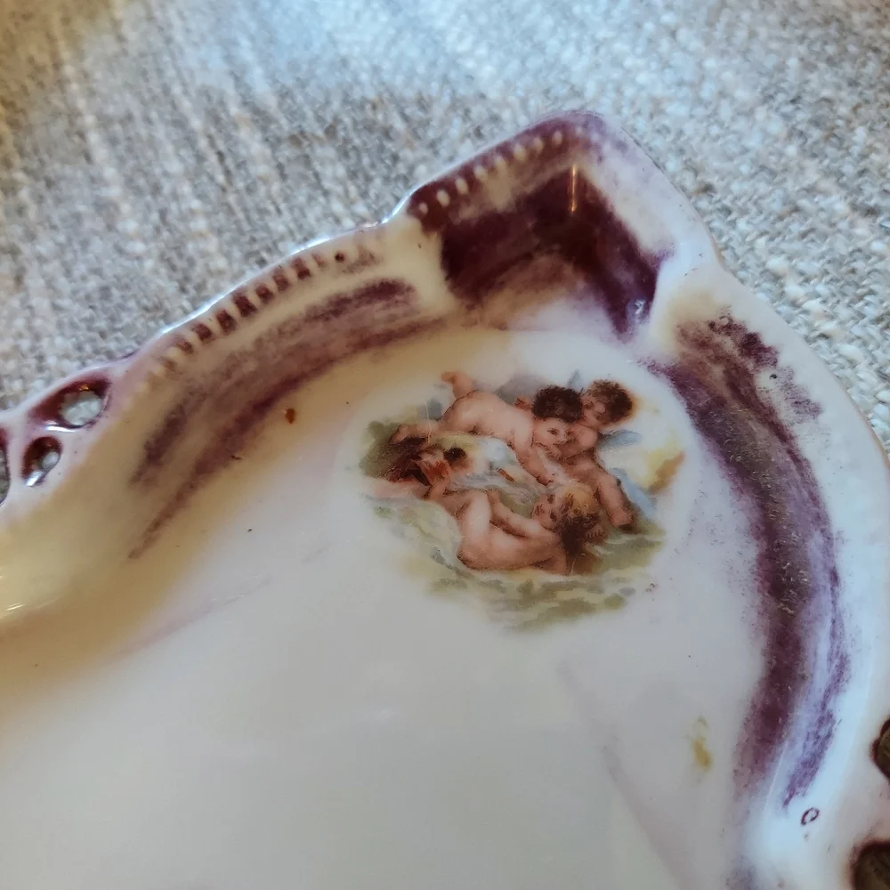 VICTORIA CARLSBAD OF AUSTRIA PORCELAIN PLATTER TRAY CHERUBIM EARLY 20TH CENTURY